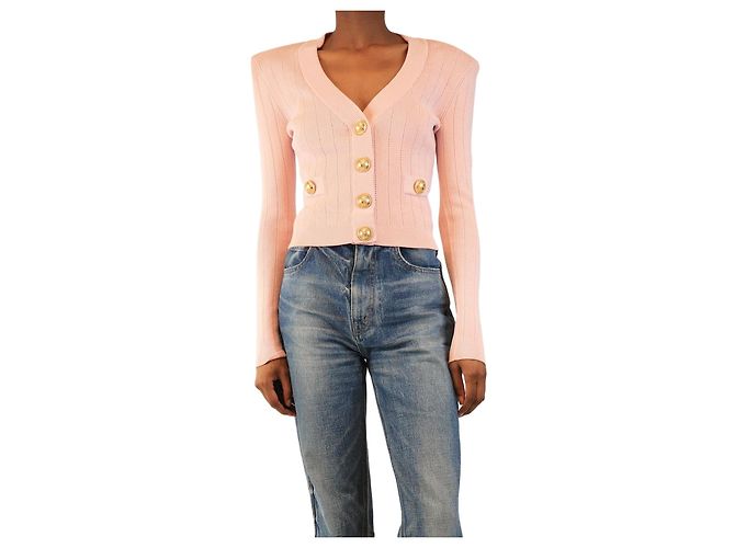 Balmain Rosa Cardigan mit Knöpfen - Größe UK 8 Pink