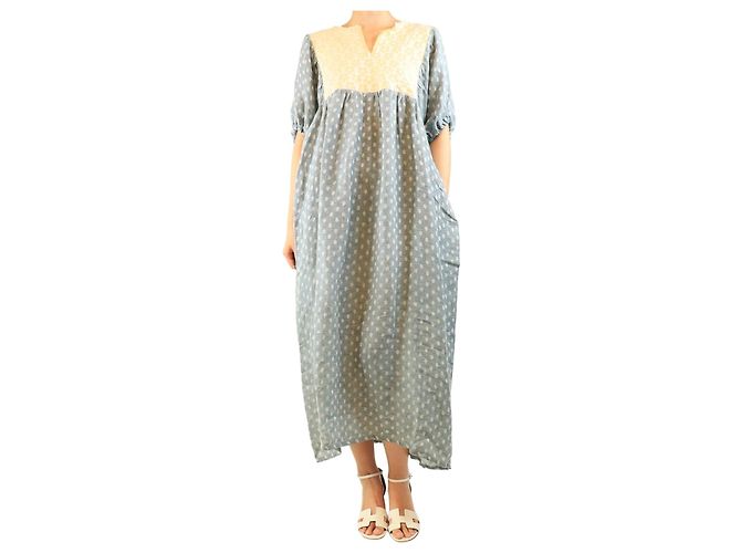 Autre Marque Midikleid aus Leinenmischung in Blau - Größe M