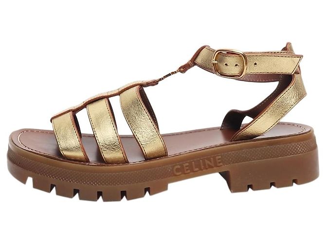 Céline Gold Clea Triomphe sandals - size EU 38 Golden