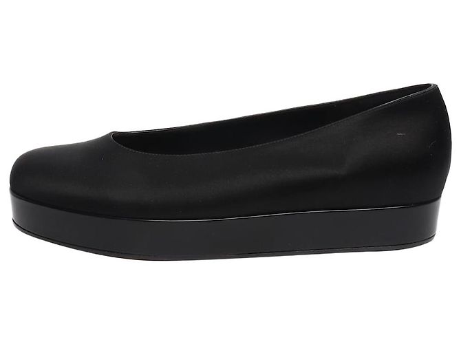 Loro Piana Black satin platform flats - size EU 39.5