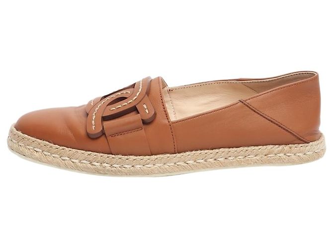 Tod's Espadrilles de cuero marrón - talla EU 39 Castaño