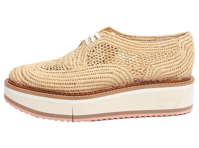 Robert Clergerie Neutral raffia platform shoes - size EU 39