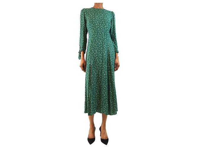 Reformation Grünes Midi-Kleid mit Blumenmuster - Größe UK 8
