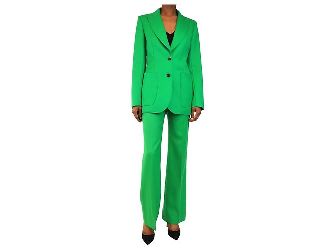Bella Freud Green two-piece wool suit set - size UK 6