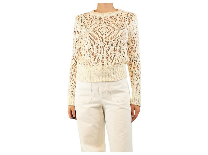 Tom Ford Pull en crochet de soie crème - taille S Écru
