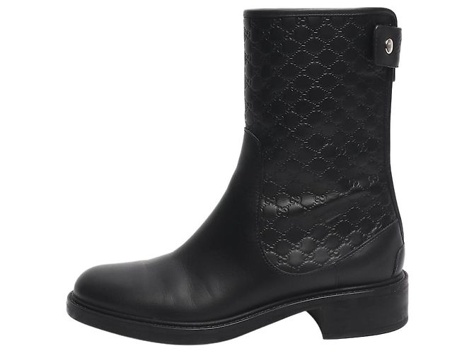 Black Guccissima leather ankle boots - size EU 35.5