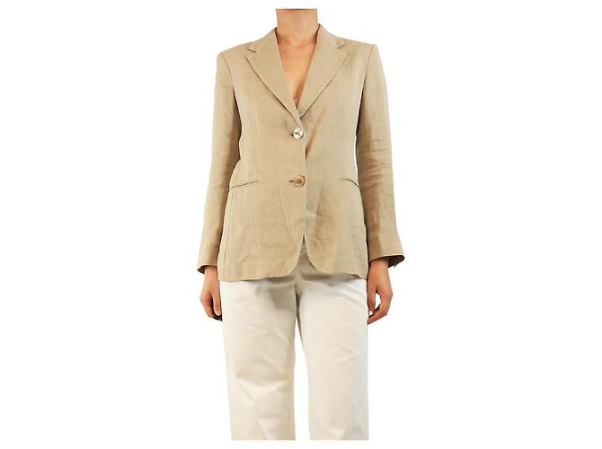 Autre Marque Neutraler Leinenblazer - Größe UK 8