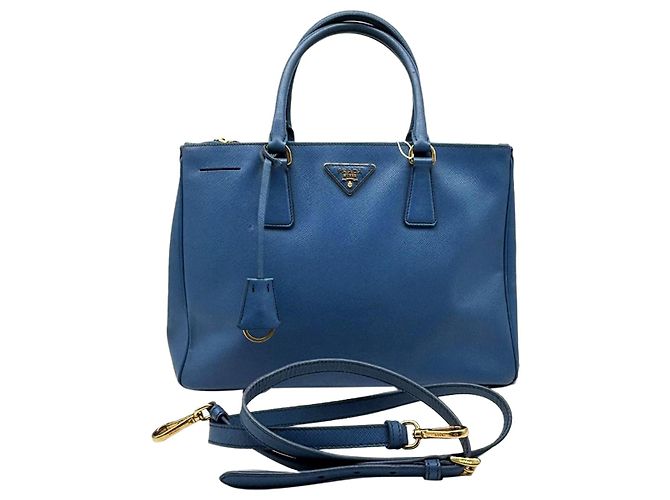Prada Bolsa Galleria 2way em couro Saffiano azul