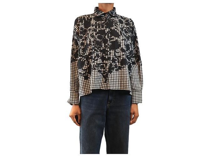 Autre Marque Gingham-Bluse in Schwarz - Größe XS