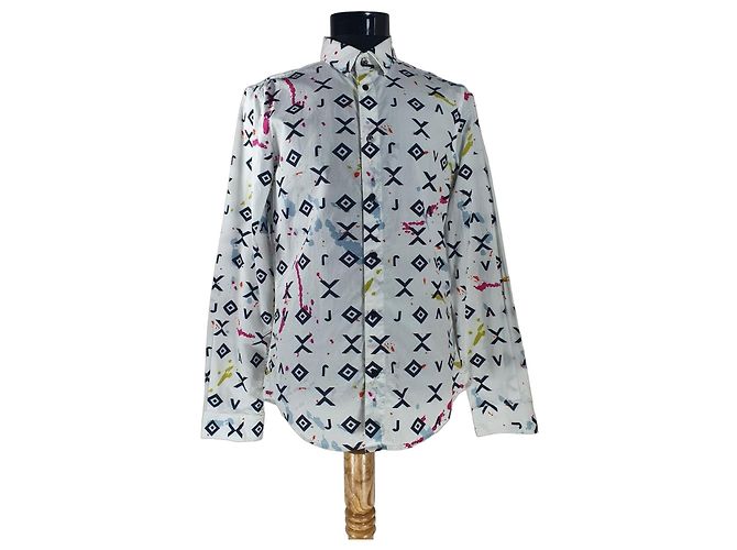Versace Jeans Couture Versace Jeans Hemd Weiß mit Grafikprint Schwarz Mehrfarben