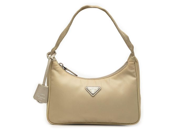 Borsa a Spalla Prada Beige Mini Tessuto Re Edition 2000