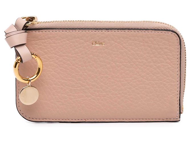 Chloé Pink Grained Leather Alphabet Zip  Card Holder