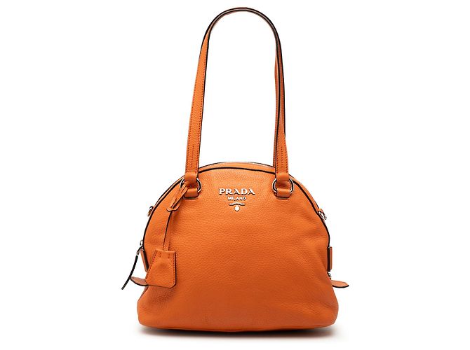 Bolso Satchel Dome Vitello Daino Naranja Prada