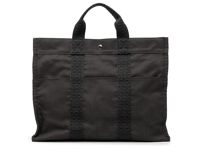 Hermès Gray Canvas Herline MM Marron Gris anthracite