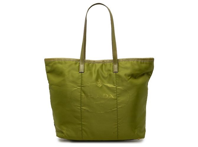 Tote Prada Green Tessuto Canapa Logo Verde Verde oliva