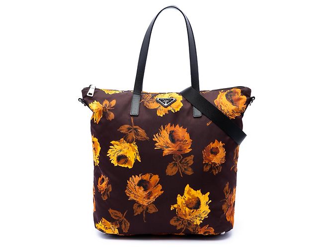 Sac satchel Prada Brown Tessuto Stampato Marron Marron foncé