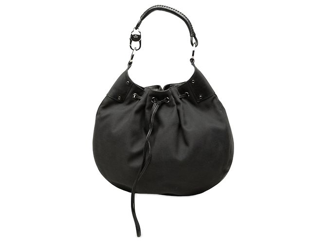 Gucci Black Canvas Drawstring Hobo