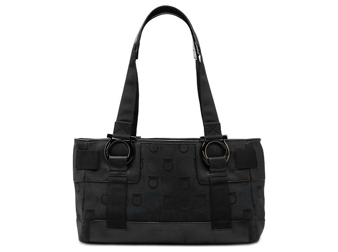 Salvatore Ferragamo Ferragamo Gancini Canvas Tote in Schwarz