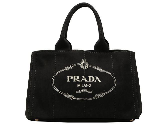 Prada Black Canvas Canapa Logo Tote