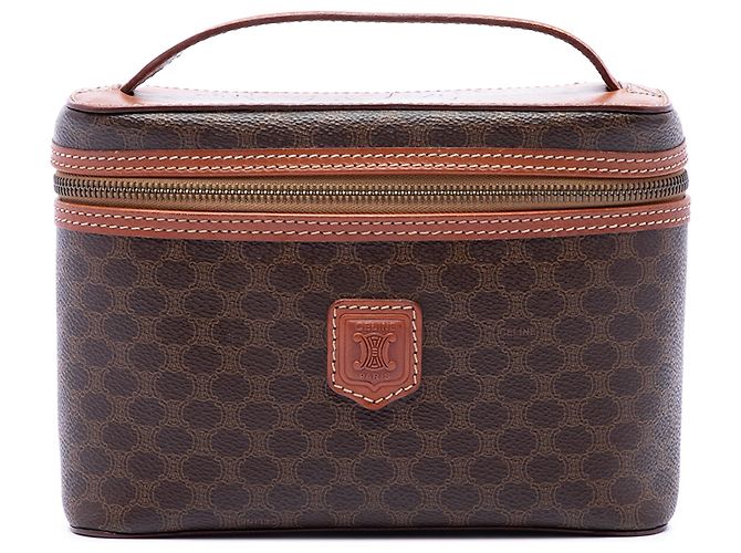 Céline Celine Brown Macadam Coated Canvas Vanity Bag