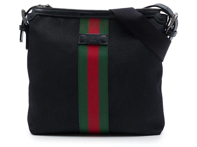 Borsa Messenger Gucci Black GG Techno Canvas Web Nero