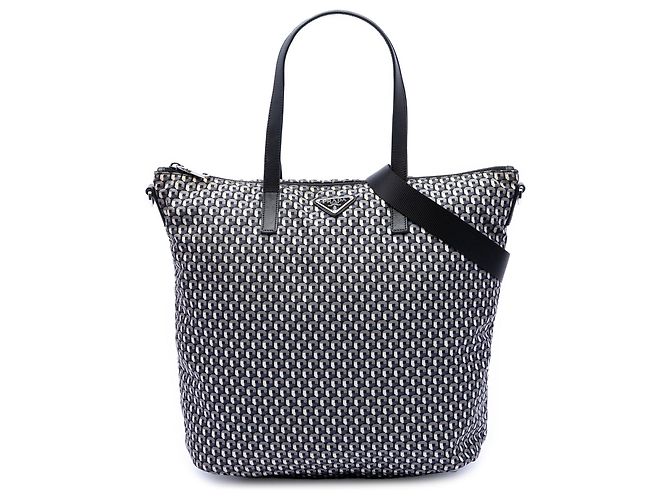 Borsa satchel Prada Black Tessuto Stampato