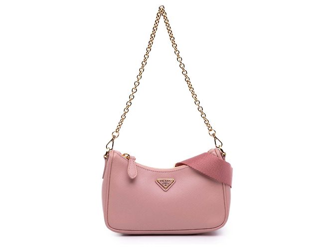 Prada Pink Saffiano Lux Re Edition 2005 Satchel