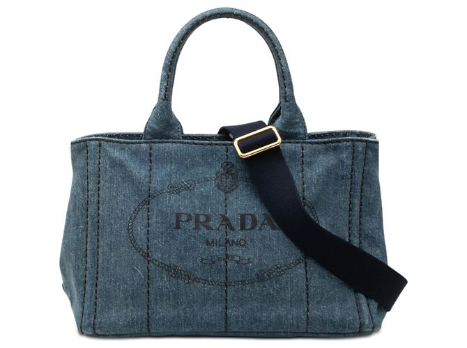 Bolsa Prada Blue Small Denim Canapa Logo Azul