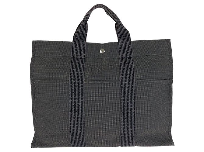Hermès Sac cabas Hermes Herline MM en polyamide/polyester Gris