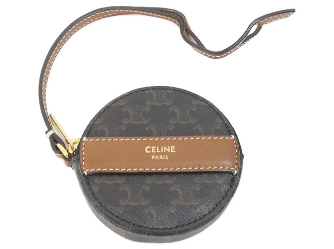 Céline Celine Triomphe Canvas Lamb Coin Case Brown