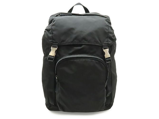 Prada Nylon Triangle Logo Rucksack Schwarz 