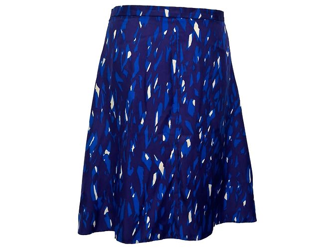 Falda midi evasé estampada en seda azul Balenciaga