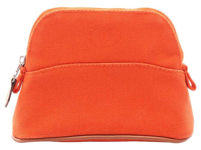 Hermès Pochette Bolide 15 Mini em lona e couro Hermes Laranja