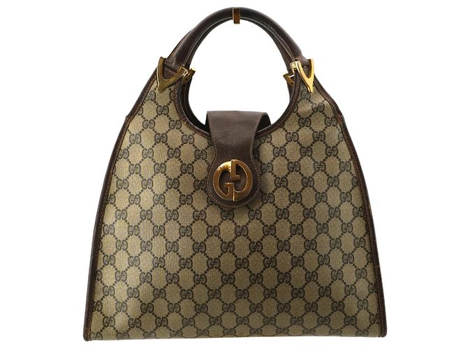 Gucci Vintage Cloth Hobos Stirrup Marrone