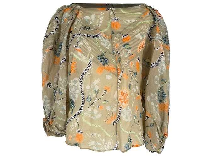 Camicetta Chloé con stampa floreale e maniche a palloncino in ramia multicolore
