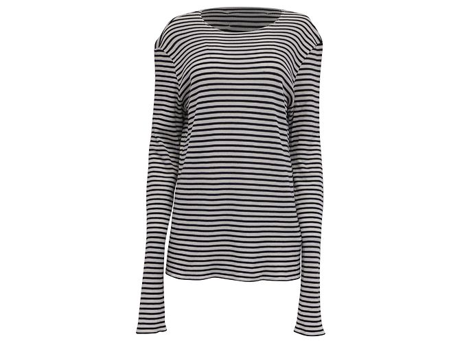 Maison Martin Margiela Gestreifter Pullover aus Navy Blue Baumwolle Python drucken