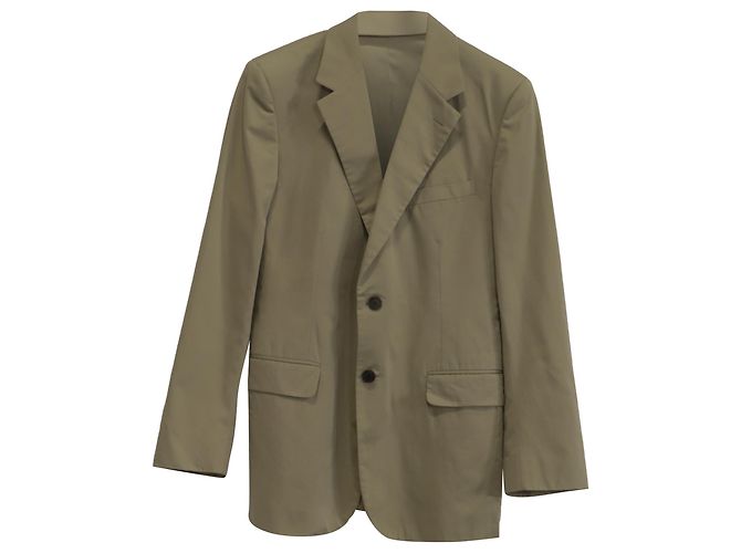 Prada Single-Breasted Jacket in Beige Cotton