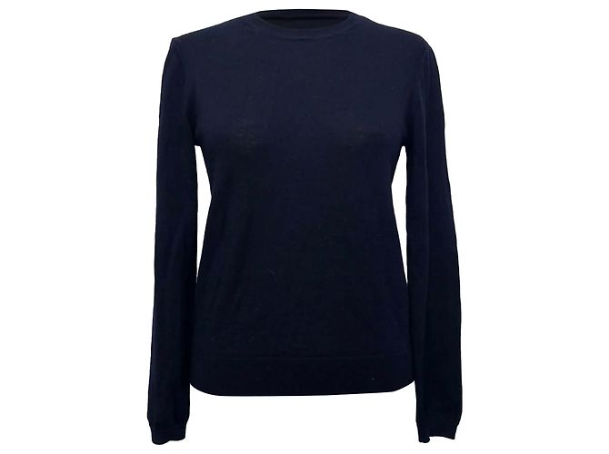 Apc A.P.C. Strickpullover mit Rundhalsausschnitt aus Navy Blue Merinowolle Blau Marineblau