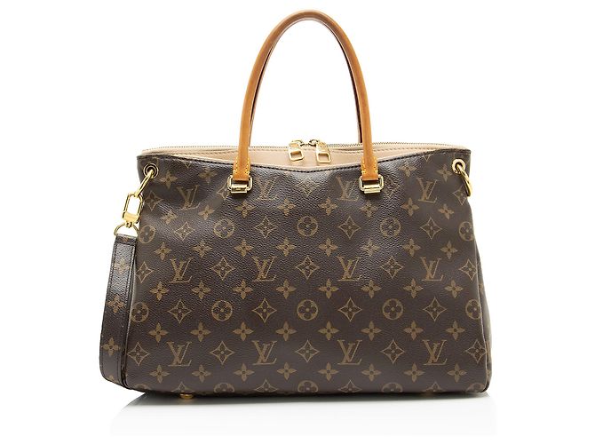 Bolsa Pallas em Canvas Monogram Louis Vuitton Marrom Bege