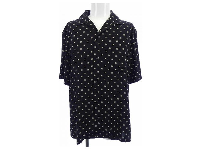 Céline Camicia a maniche corte CELINE con stampa Micro Triomphe Nero