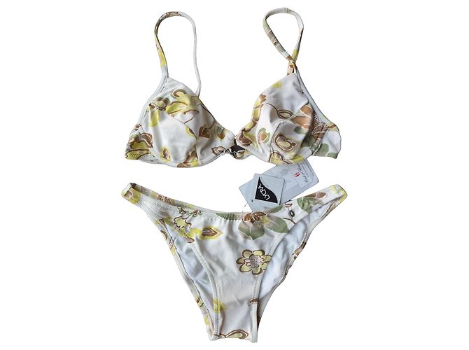 Autre Marque Conte of Florence Completo Bikini Floreale Bianco e Giallo
