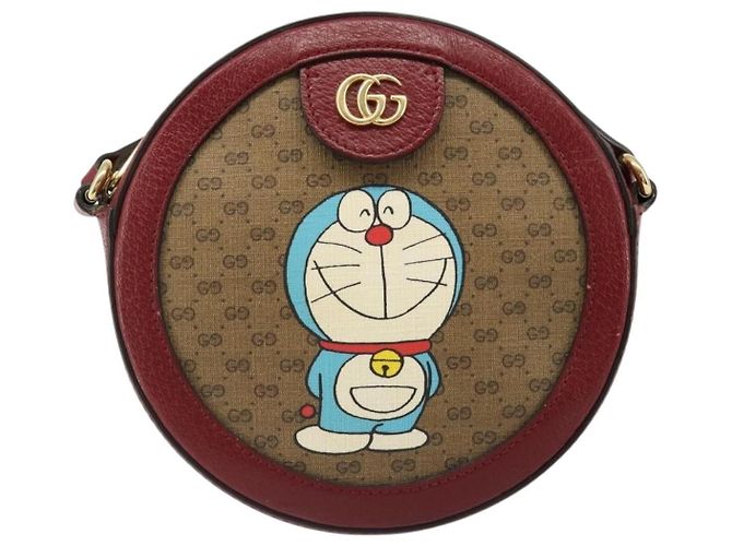 Gucci Doraemon Round Printed Mini GG Coated Canvas Beige