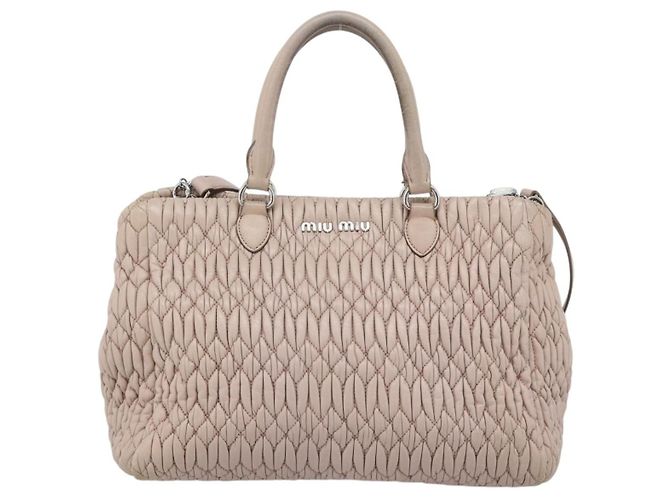 Miu Miu Crystal Matelassé Leather Medium Rose