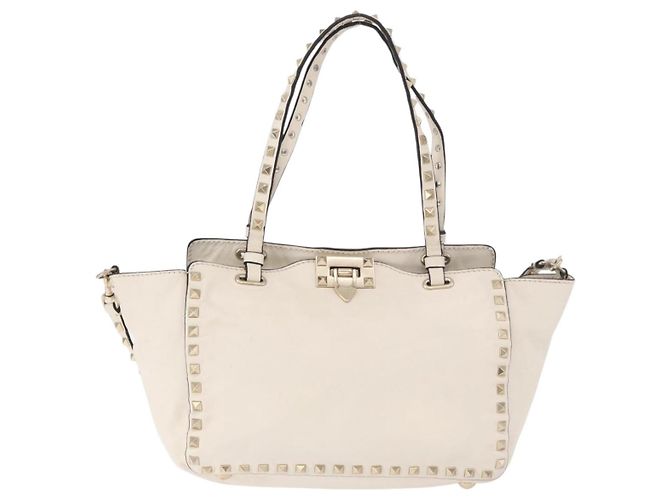 Valentino Garavani Rockstud Tote aus Softleder Large Weiß