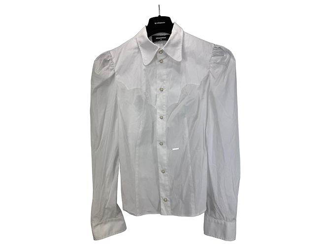 Dsquared2 Camisa Western de Algodón Blanco 