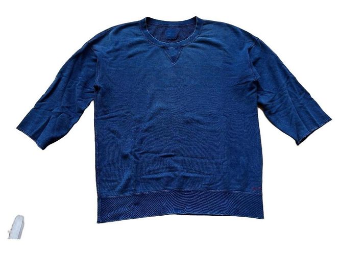 Visvim I.C.T. Jumbo Crew 3/4 Crash Pullover Hellindigo Blau 