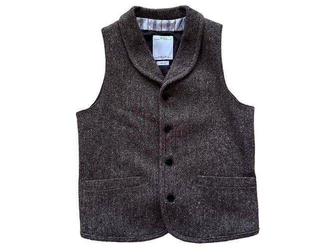 Visvim Gilet Granger Tweed Donegal - Marrone