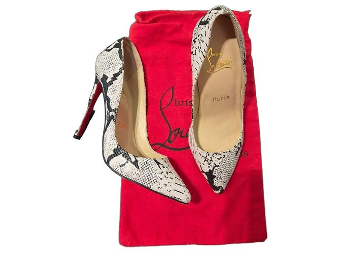 Christian Louboutin So Kate 120 Escarpins Cuir Imprimé Python Noir Blanc