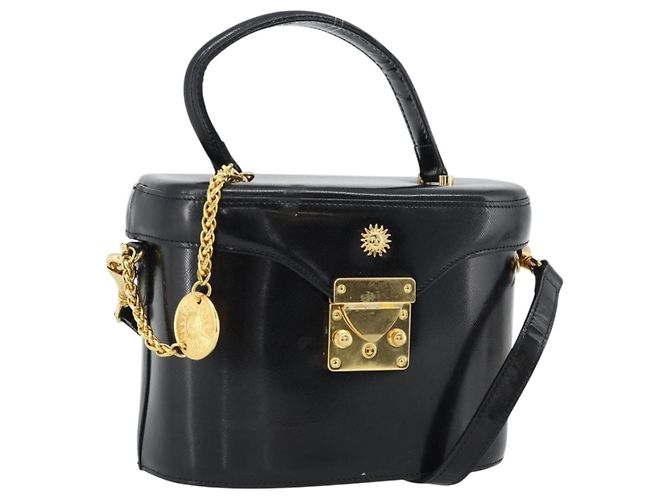 Borsa a mano Gianni Versace in pelle 2way Nero Oro Auth BA13533A D'oro