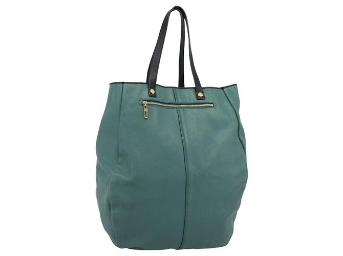 Chloé Bolsa Chloe de couro verde e dourada Auth hk3784 Dourado